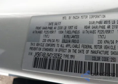 2017 Mazda Cx-5 Sport из США, поврежденный, VIN JM3KFABL6H0129352